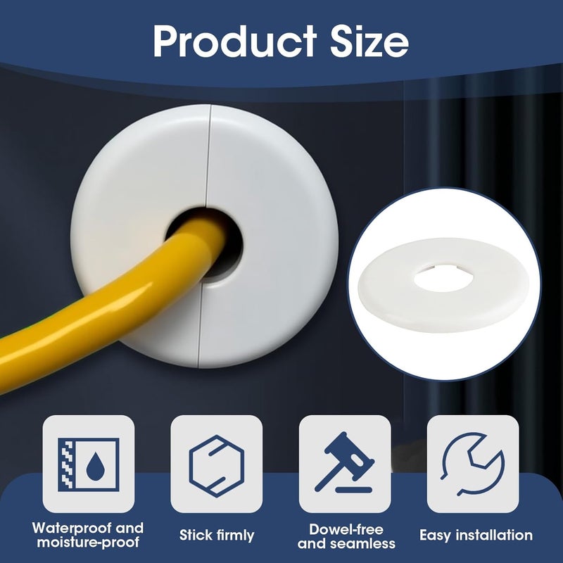 TNJPSEK 6 Pcs Wall Split Flange Round Escutcheon Plate Buckle, Plastic Plumbing Pipe Cover for 1"/26mm Hole Dia Bathroom Sink Faucet Toilet Pipe, Escutcheon Plates for Ceiling Floor Kitchen Decor - Image 3